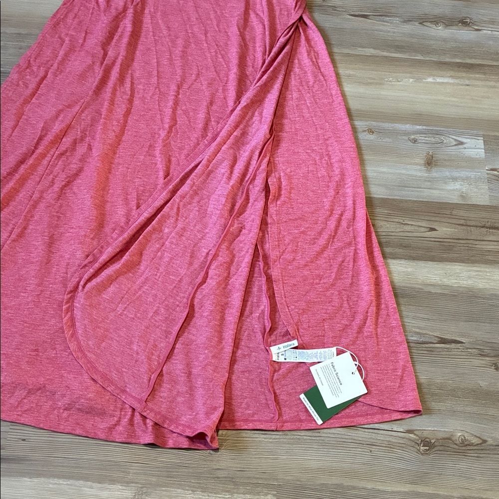 Halara U neck Flowy Maxi dress Sleeveless Side slit Coral Size S NWT Comfy Soft - Picture 6 of 11